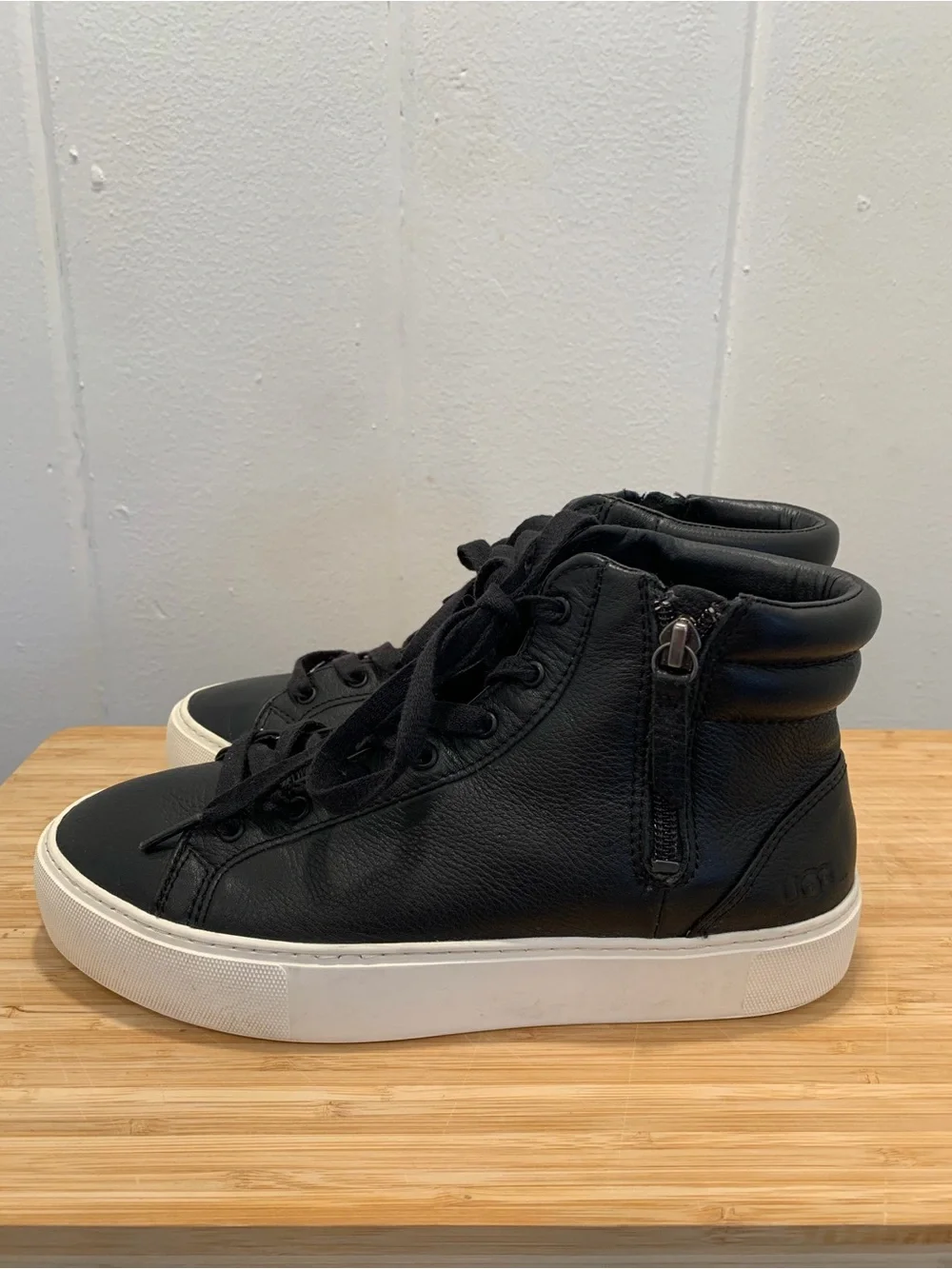 UGG Olli Black Leather High-Top Sneakers